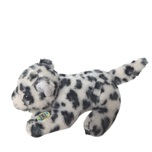 Snow Leopard Talking Plush Stuffed Animal White Black Gray - Picture 3 of 7